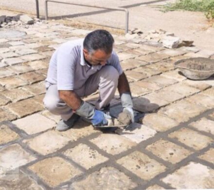 مرمت بخشی از سنگ فرش قلعه تاریخی سلاسل شوشتر